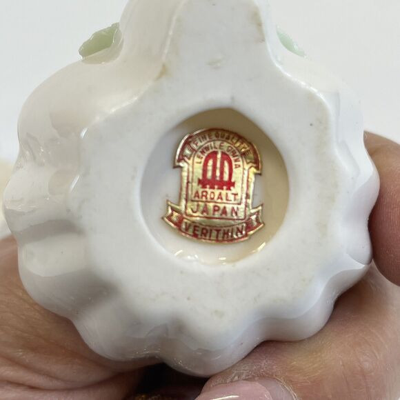 Set of 4 VINTAGE PORCELAIN SALT CELLAR SHELL SHAPED W/ROSES BY ARDALT ~ JAPAN‎ - Picture 4 of 12